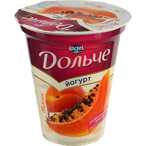 Йогурт Дольче 280г 3.2% персик-папая ст.