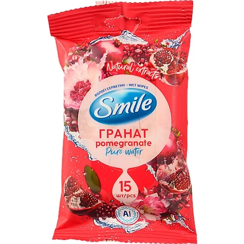 Серветки вологі Smile 15шт дейлі гранат&апельсин