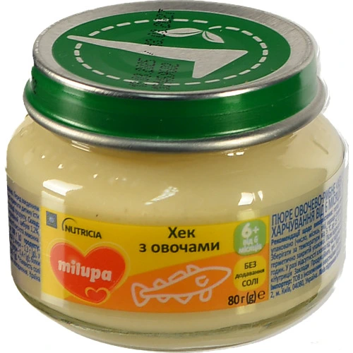 Пюре Milupa 80г овочево-рибне хек з овочами від 6 місяців