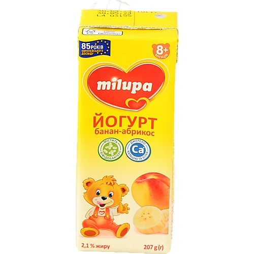 Йогурт 2.1% для дітей від 8міс Банан-абрикос Milupa т/п 207г