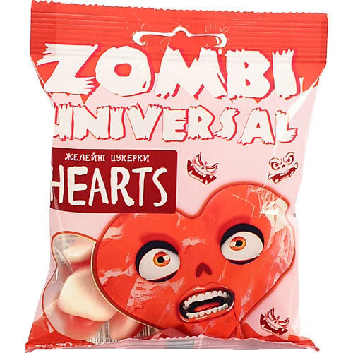 Цукерки желейні Zombi Universal 70г hearts