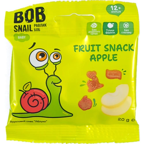 Снек фруктовий для дітей від 12міс Apple Baby Bob Snail м/у 20г