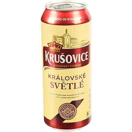 Пиво 500мл 4.2% світле фільтроване пастеризоване Kralovske Svetle Krusovice з/б
