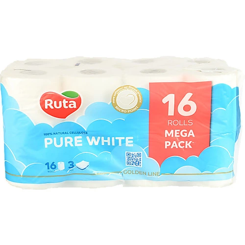 Туалетний папір Рута Pure White 16рул 3ш білий