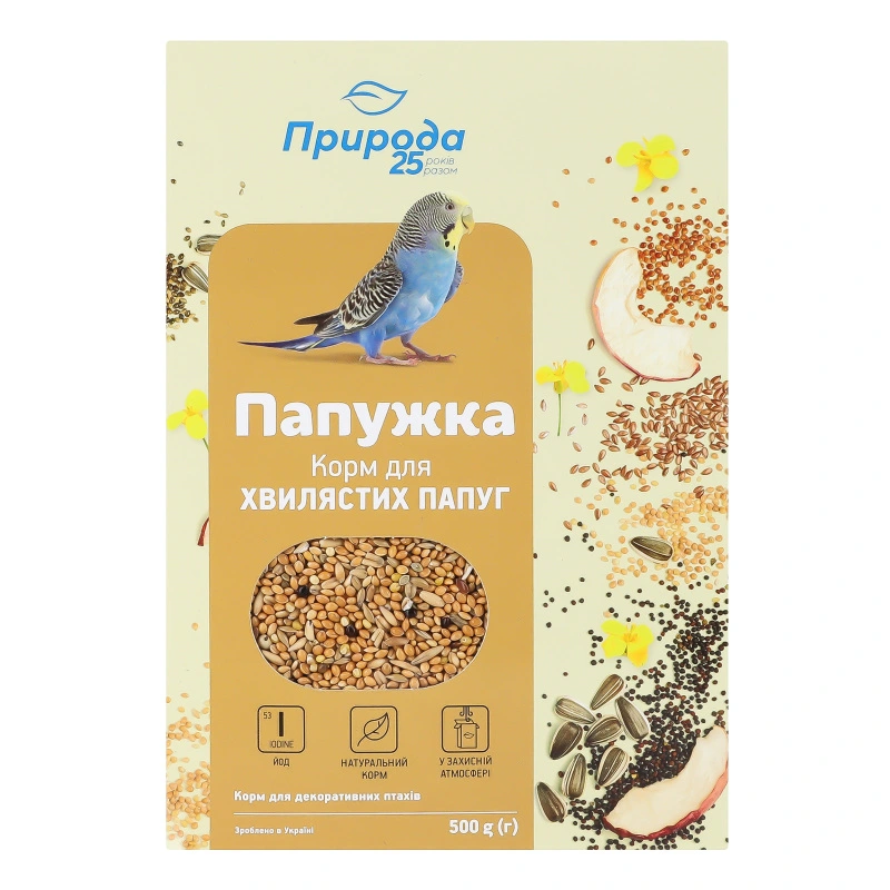Корм для хвилястих папуг Йод Природа к/у 500г