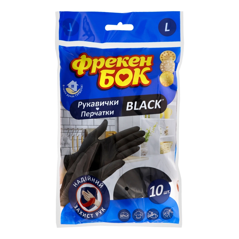 Рукавички латексні L Black Фрекен Бок 10шт