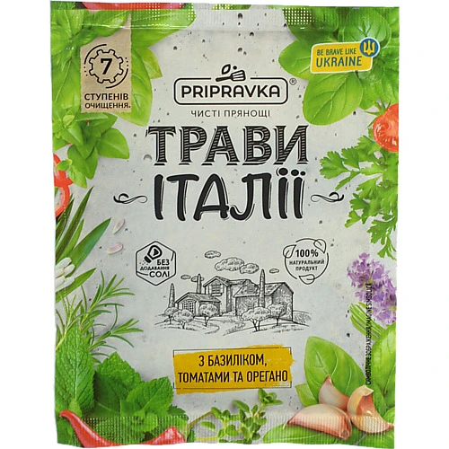 Приправа Pripravka Трави Італії з базиліком, томатами та орегано 10г