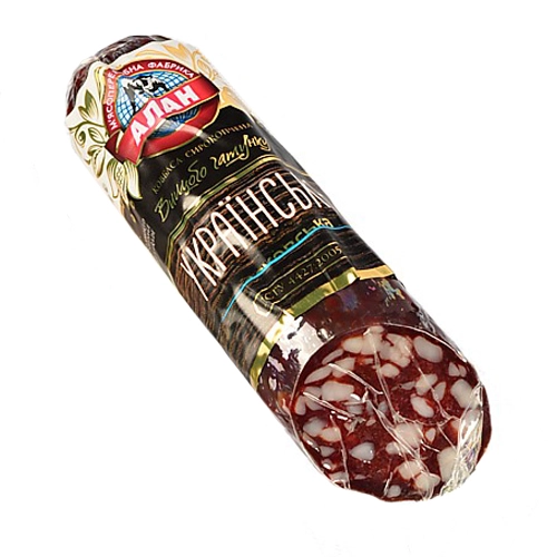 Ковбаса [Аланk [Українськаk сирокопчена, вищий ґатунок