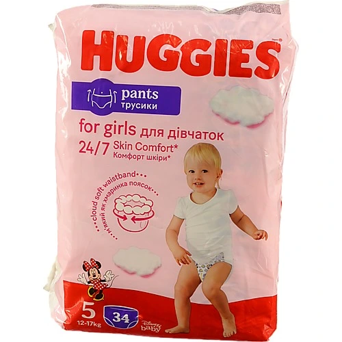 Трусики-підгузники Huggies Pull-Ups для дівчаток розмір 5, 34 штуки