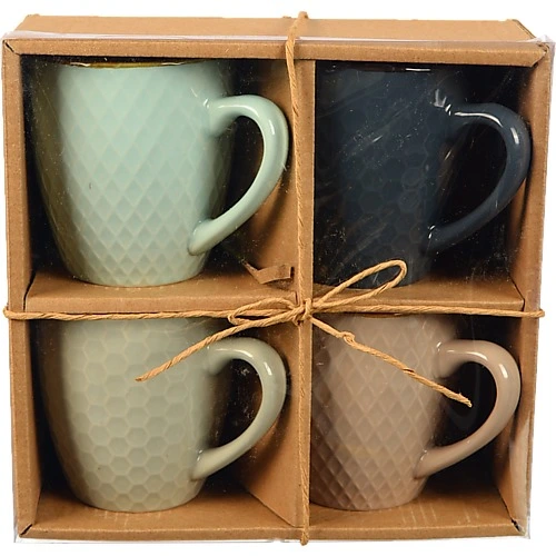 Набір керамічних кружок 4шт 200мл фактурних різнокольорових