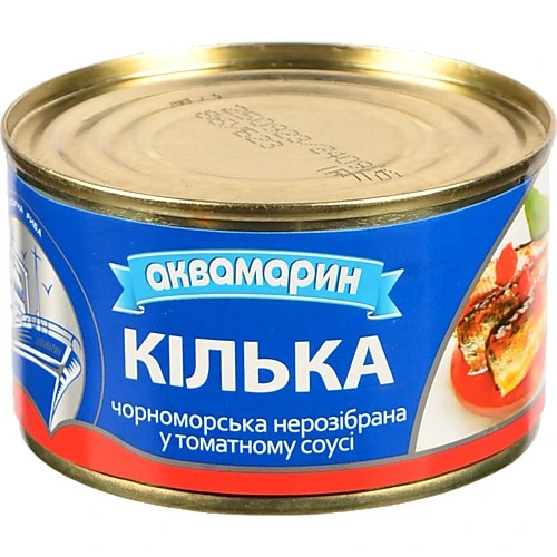 Кілька чорноморська нерозібрана у томатному соусі Аквамарин з/б 230г