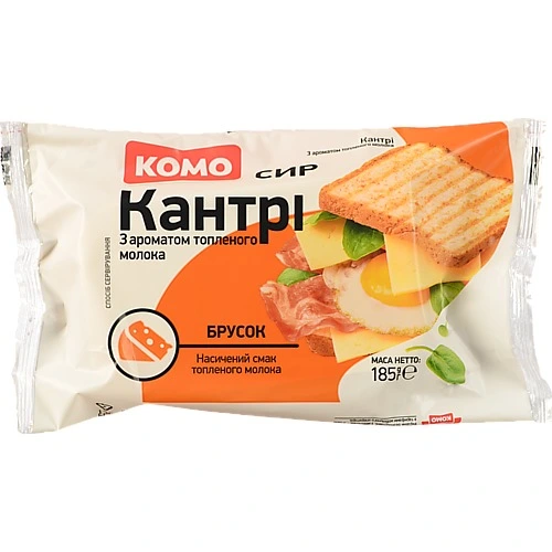 Сир 50% напівтвердий Кантрі з ароматом топленого молока Комо м/у 185г