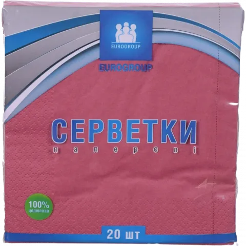 Серветки Єврогруп 18/20 шт. 3333 бордо 808