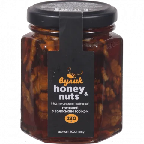 Мед Вулик Selected honey 230 г Гречаний з волоським горіхом