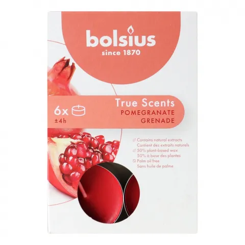 Свічки-таблетки Bolsius 4 год. 6 шт. True Scents Гранат, арт. 101926941515