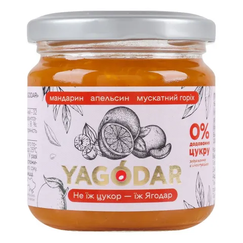 Джем Yagodar 210 г Мандар-апельс-муск горіх б/цукру