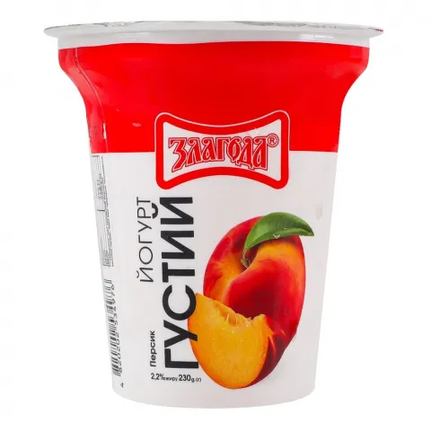 Йогурт Злагода 230 г 2,2 стак. Персик густий