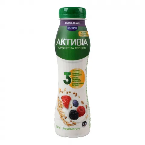 Біфідойогурт Активіа 1,2 260 г Ягоди-злаки