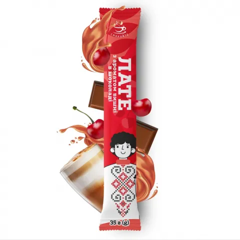 Кавовий напій Смакуйте 35 г Латте з ароматом вишні в шоколаді