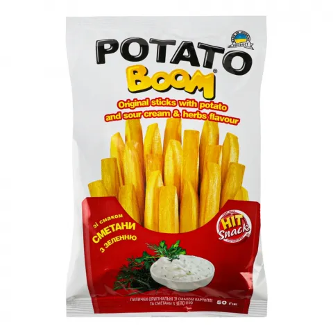 Палички Potato boom 50 г зі сметаною та зеленню