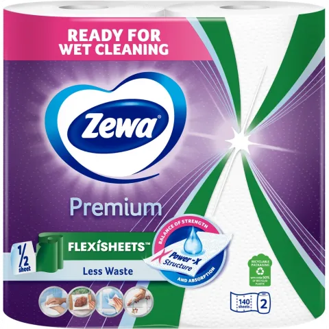 Рушники кухонні Zewa 2 шт. Premium Extra Long Halfsheet