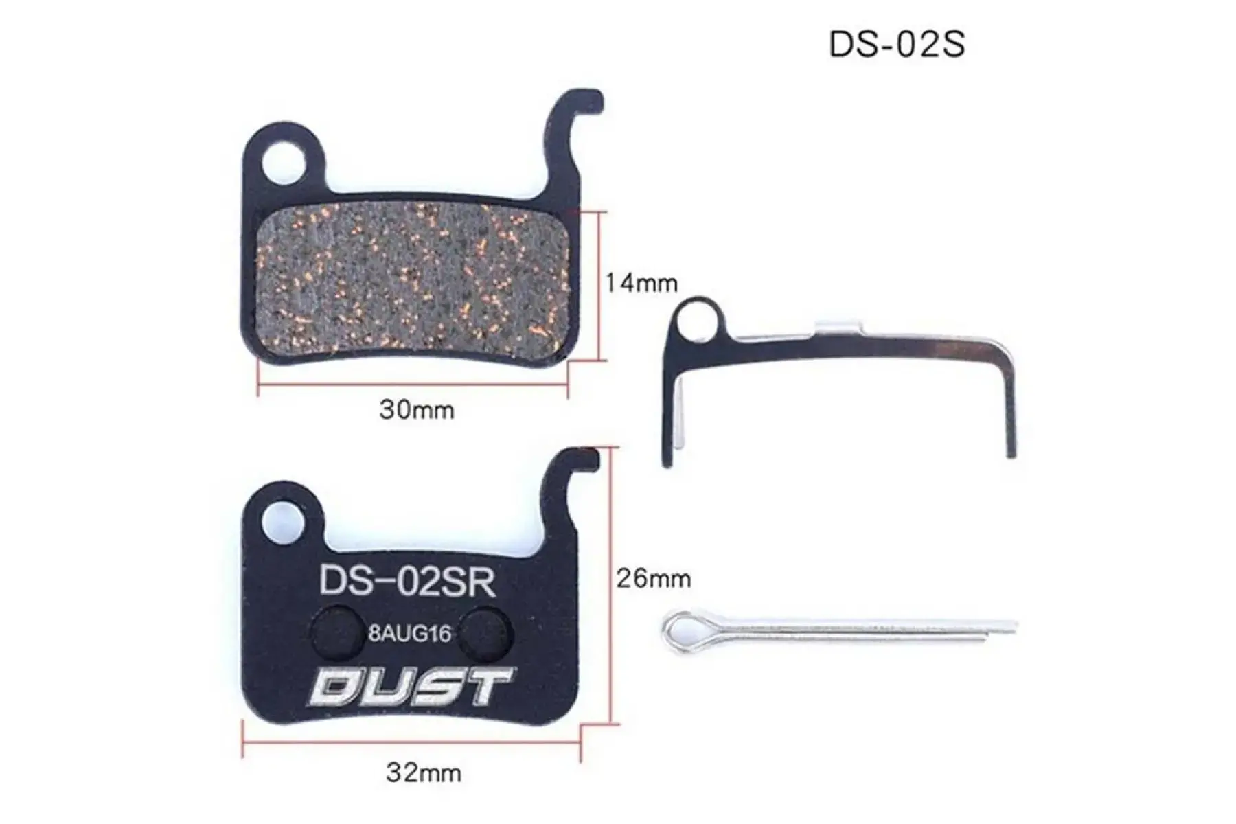 Колодки гальмівні напівметал Dust DS-02s Shimano m975/966/596/800/765/775/601/665/585/545/535, r-505, s-500